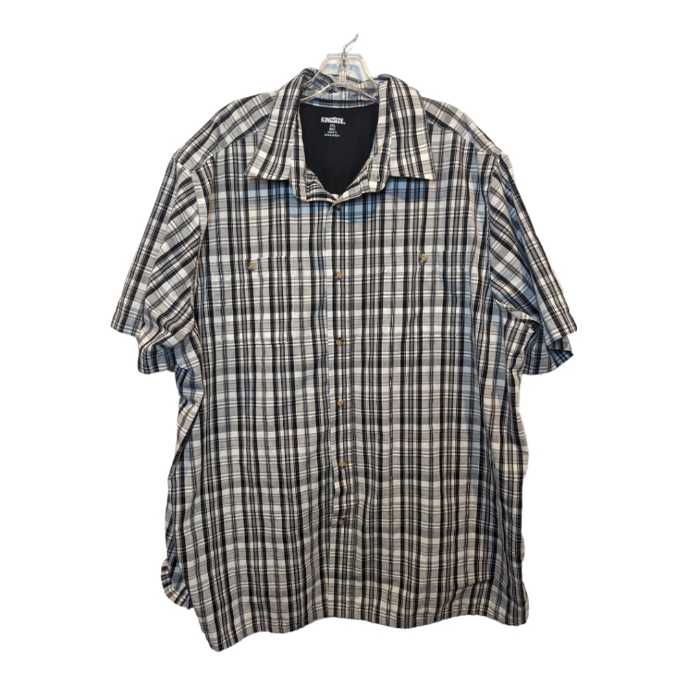 KingSize Brand. Black & White plaid Men's button up shirt.  Size 2XL big.